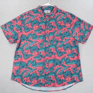 Savage Tacticians Shirt Mens Size XXL Flamingo Floral Short Sleeve Snap Up